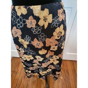 Susan Bristol Silk Black/Brown Skip Skirt Ruffle M Whimsygoth Grunge Fairy y2K